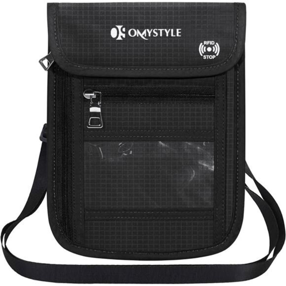 Neck Wallet, RFID Passport Holder for Travel, Adjustable Neck Strap - Picture 8 of 14